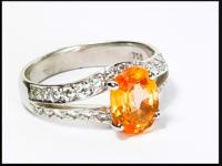 Rare Orange Sapphire Diamond Ring