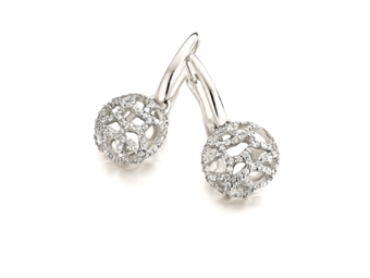 NANIS 18K White Gold Diamond Earrings .