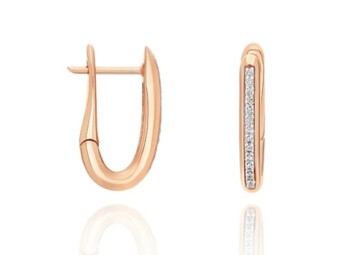 Nanis Italian Jewels: Libera Rose Gold and Diamond Small Square Hoop Earrings .