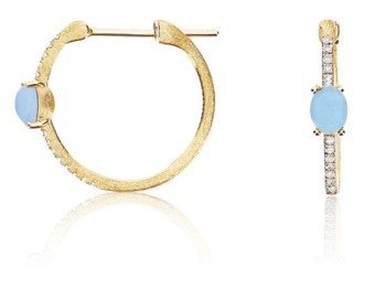 NANIS Aquamarine and Diamond Hoop Earrings .