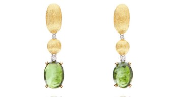NANIS Green Tourmaline and Diamond Italian Earrings .