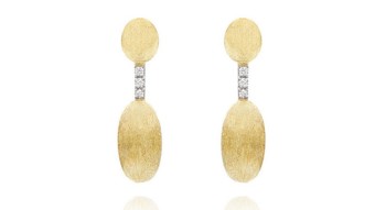 NANIS 18K Yellow Gold and Diamond Drop Earrings .