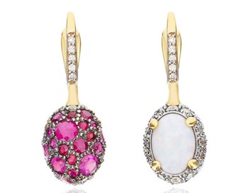 NANIS Reverse Earrings - White Opal & Pink Sapphires .