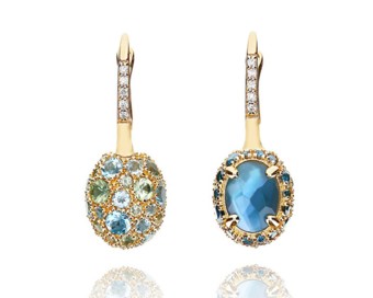 NANIS Blue Diamond, Topaz & Sapphire Earrings .