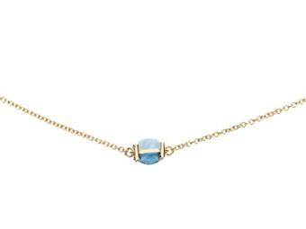 NANIS London Blue Topaz and Milky Aquamarine Choker Necklace .