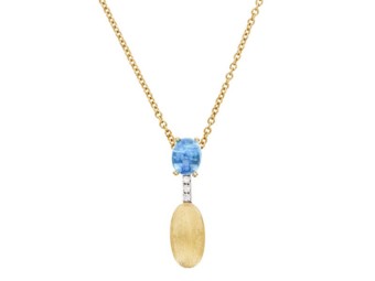 NANIS 18K Yellow Gold Diamond & London Blue Necklace .