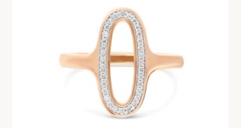 LIBERA ROSE GOLD & DIAMOND OVAL RING .