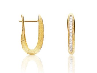 NANIS 18kt Yellow Textured Gold Diamond Hoops .