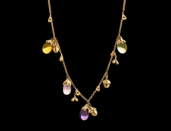 Gold Necklace with Gemstones