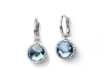 White Gold, Blue Topaz & Diamond Earrings