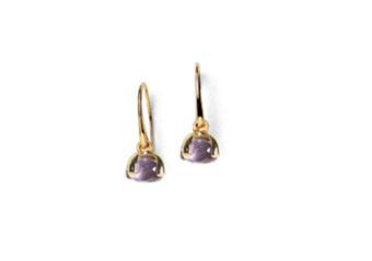 Petite Yellow Gold Amethyst Earrings