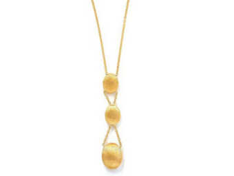 Brushed Yellow Gold 3-Tier Necklace 