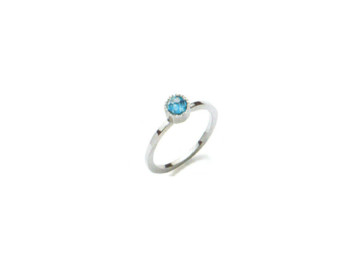 White Gold Diamond & Blue Topaz Ring