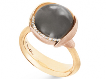 Ole Lynggaard 18K Yellow Gold & Grey Moonstone Diamond Ring 