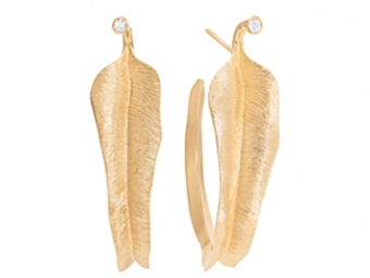 Ole Lynggaard 18K Yellow Gold & Diamond Small Leaf Earrings 