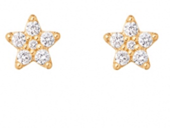SALE: Yellow Gold and Diamond Shooting Stars Mini Earrings