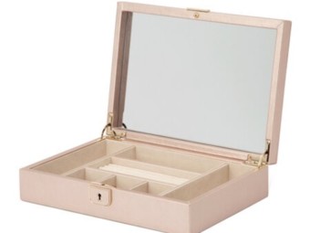Wolf Rose gold leather Jewellery case