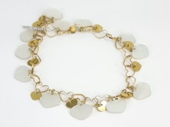 NANIS 18K Yellow Gold Mother of Pearl and Diamond Bracelet