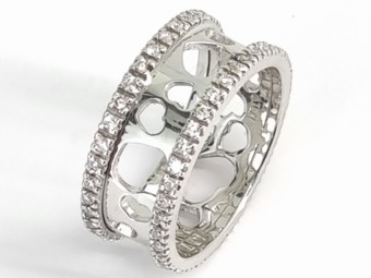 NANIS 18K White Gold Diamond Heart Ring