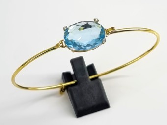 NANIS 18K Blue Topaz & Diamond Gold Bangle