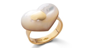 NANIS 18K Yellow Gold & Mother of Pearl Heart Ring