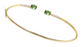 NANIS 18K Yellow Gold Green Tourmaline & Diamond Bracelet