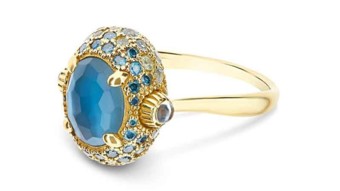 NANIS Reverse Blue Diamond, Topaz & Green Sapphire Ring