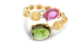 NANIS Pink & Green Tourmaline Diamond Ring