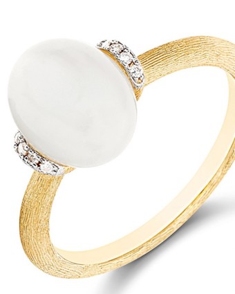 NANIS 18K White Moonstone and Diamond gold ring