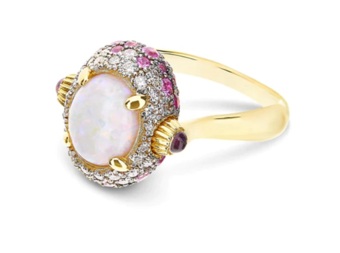 NANIS Reverse Gold, Pink Sapphires, Rubies, White Opal Double Sided Ring