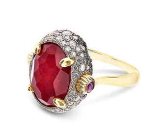 NANIS Reverse Double Sided Ruby Diamond & Rock Crystal Large Ring