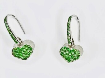 NANIS White Gold & Tsavorite Heart Earrings