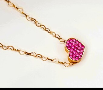 NANIS Rose Gold & Pink Sapphire Heart Necklace
