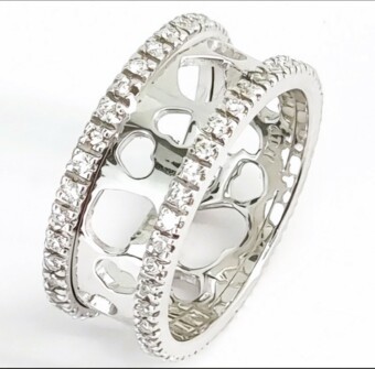 NANIS 18K White Gold Diamond Heart Ring