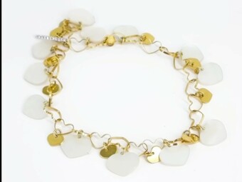 NANIS 18K Yellow Gold Mother of Pearl and Diamond Bracelet