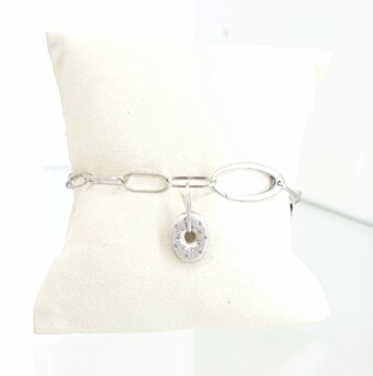 18K White Gold Brushed Diamond Bracelet