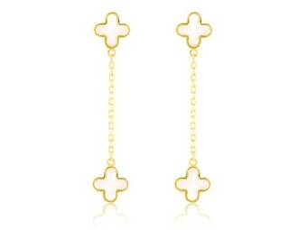 9K Yellow Gold Mother of Pearl Petal Drop Earrings