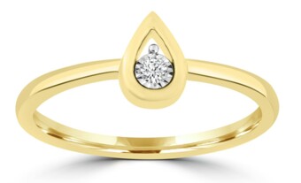 9K Yellow Gold Pear Shaped Diamond Ring