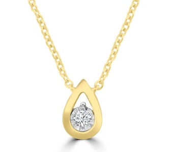 Yellow Gold Pear Shaped Necklace with Round Diamond