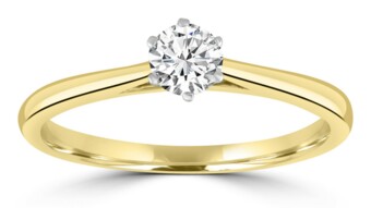 9K Yellow Gold Band with White Gold Setting Diamond Solitaire 