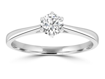 9K White Gold Brilliant Round Natural Mined Diamond Ring