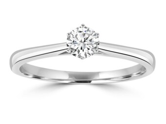 18K White Gold Brilliant Round Natural Mined Diamond Ring
