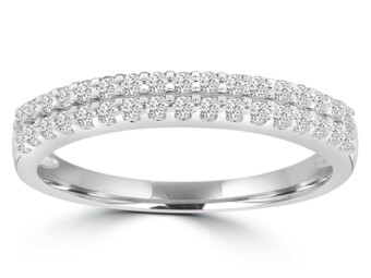 White Gold Double Row Natural Mined Diamond Band