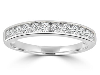 White Gold Channel Set Natural Mined Diamond Band