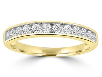 Yellow Gold Channel Set Natural Mined Diamond Band