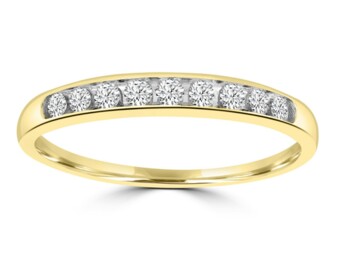 Yellow Gold Brilliant Round Natural Mined Diamond Ring