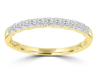 9K Yellow Gold Brilliant Round Natural Mined Diamond Ring