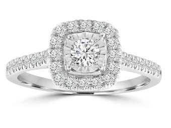 White Gold Brilliant Round Natural Diamond Ring