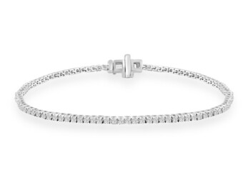 White Gold Natural Mined Diamond Tennis Bracelet