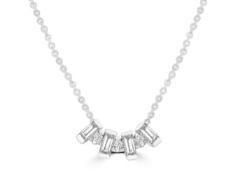 White Gold Brilliant Round Natural Diamond Necklace